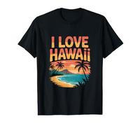 Aventura Tropical al Atardecer I Love Hawaii Camiseta gráfica económica