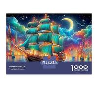 Aventura Velero 1000 Piezas Rompecabezas Divertidos DecoracióN Familiar Barco Pirata fantasía Jigsaw Juegos Educativos para Familiares Y Amigos 38x26cm/1000pcs