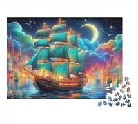 Aventura Veleros Puzzle 1000 Piezas Adultos Barco Ciudad Horizonte Premium Grueso Desafiante Alivio Estrés Juego Familiar Regalo 70x50cm