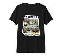 Aventura Vintage en Wyoming, el Estado de la Igualdad Camiseta Premium