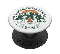 Aventuras con My Fur Crew Dog Camping Explorar diseño PopSockets PopGrip Adhesivo