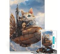 Aventuras de Gatos Steampunk para Adultos, Rompecabezas de 1000 Piezas, Juguete para ejercitar la Mente, Juguete de Ocio Suave, diseño para armar, Regalo de Temporada 38x52cm