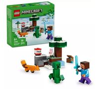 LEGO Minecraft La Aventura de Steve en la Taiga - Minifiguras de Steve con Espada de Diamantes, Creeper, Zorro y Conejo de Juguete - Regalo Gamer para Niños y Niñas de 6+ Años - 21583