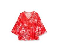 Avenue Camiseta de Talla Grande para Mujer, Estilo Bohemio, Acampanada, SLV, Coral Ombre Breeze, 48 Grande