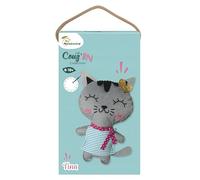 Avenue Mandarine 52654O - Une boite Little Couz'in comprenant une figurine en feutrine à coudre 16x5x26 cm, fil et aiguille, Tina le chat