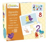Clairefontaine ES AVENUE MANDARINE - Caja de 10 Puzzles de 3 piezas - Juego para niños para aprender a contar - Juego educativo a partir de 3 años - JE529C