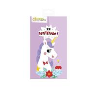 Avenue Mandarine CO211C - Un cuaderno de 12 Sobres de invitación 17 x 10 cm, incluye 2 partes desmontables (la tarjeta y el talón para seguir las respuestas) - Unicornios