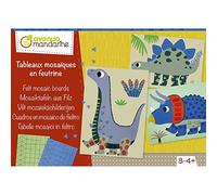 AVENUE MANDARINE - Complète tes Tableaux Dinosaures avec de la Feutrine Géométrique - Loisirs Créatifs Enfants - 4 Planches Dinosaures + 6 Planches de Gommettes en Feutrine - Dès 3 ans - KC091C
