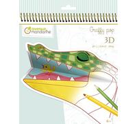 Avenue Mandarine Cuaderno 3D Graffy pop, 36 páginas precortadas (12 diseños x 3) 160 g, animales de la sabana, colores surtidos, grande