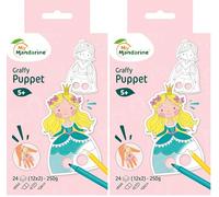Avenue Mandarine graffy de diseño de Princesas de Príncipes y Color su Propio Marionetas De Dedo (Negro/Blanco) (Paquete de 2)