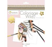 Avenue Mandarine GY068C - Cuaderno espiral Wild 28 páginas impresas para colorear 20 x 20 cm (14 diseños x 2) 250 g, Wild 2