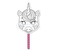 Avenue Mandarine GY092C - Un masque Graffy Stick à customiser avec manche en carton imprimé 22x39,5 cm, Licorne