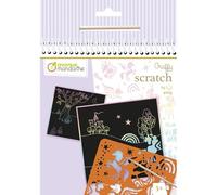 Avenue Mandarine GY161C - Un carnet Graffy Scratch de 24 cartes à gratter pré-imprimées + 1 pochoir et stylet en bois inclus - À partir de 5 ans - LICORNE