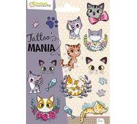 Clairefontaine ES AVENUE MANDARINE - Hoja de 10 tatuajes temporales para niños - Gatos - 1 hoja de tatoos de 12,8 x 9 cm - A partir de 5 años - CC056C Tattoo' Mania