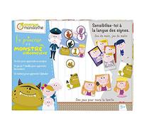 Avenue Mandarine JS001C - Una caja de la princesa y el monstruo circunflejo que incluye un loto de 5 tablas + 20 fichas, un juego de 7 familias 49 cartas y un metro de 52 cartas