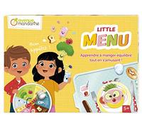 Avenue Mandarine JS004C - Caja Little Menú con 6 bandejas 28 x 18,4 cm, rueda de 20 cm de diámetro y 94 piones de alimentos