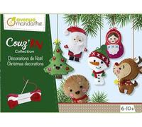 Clairefontaine ES Avenue Mandarine KC062C - Caja creativa mini Couz'in con 6 personajes navideños para coser 10 x 3 x 6 cm, una aguja y 3 ovillos de hilo (instrucciones incluidas)