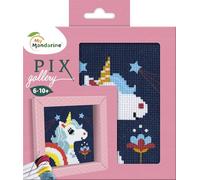 Avenue Mandarine KC112C - Caja Pix Gallery que incluye 1 cuadro de punto de cruz de 14 x 14 cm, hilo y aguja, unicornio