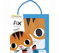 Clairefontaine ES Avenue Mandarine KC118C - Caja Pix Gallery que incluye 1 pandereta redonda punto de cruz de 13 cm, dedal, hilo y aguja, gato