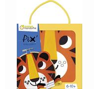 Clairefontaine ES Avenue Mandarine KC119C - Caja Pix Gallery que incluye 1 pandereta redonda punto de cruz de 13 cm, dedal, hilo y aguja, Tigre