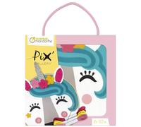 Clairefontaine ES Avenue Mandarine KC120C - Caja Pix Gallery que incluye 1 pandereta redonda punto de cruz de 13 cm, dedal, hilo y aguja, unicornio