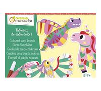 AVENUE MANDARINE - Kit creativo de arena colorido - Animales fantásticos - 4 cuadros para colorear y colgar - Ganchos adhesivos incluidos - Ocio Creativo, DIY - A partir de 5 años - KC137C