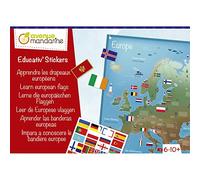 AVENUE MANDARINE - Kit educativo y creativo infantil - Aprende banderas europeas - Mapa de Europa para completar borlas banderas - Incluye folleto informativo - A partir de 6 años - KC138C