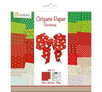 Clairefontaine ES Avenue Mandarine Set Creativo (con Origami Papel, 60 hojas (30 Designs X2), 20 x 20 cm 70 g, ambos lados + 1 Ojo Arcos Manualidades Actividad, para niños) 1 Pack Navidad
