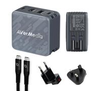 AVerMedia GC313 Core GO - Cargador USB-C GAN de 100 W y Dock HDMI 4K60 para Switch, Steam Deck, ROG Ally, PS Portal, iPhone, iPad, MacBook, Hub de Viaje con adaptadores UK/EU, Compacto y portátil