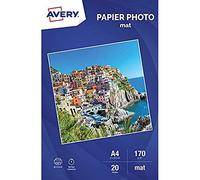 Avery - 2585 - 20 hojas de papel fotográfico Premium 170 g/m² A4 - impresión de inyección de tinta - mate - blanco