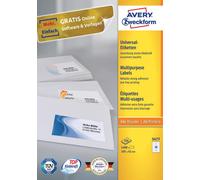 Avery 3477 - Pack de 100 hojas con etiquetas imprimibles polivalentes, 105 x 41