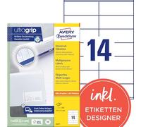 Avery 3477 - Pack de 100 hojas con etiquetas imprimibles polivalentes, 105 x 41 mm