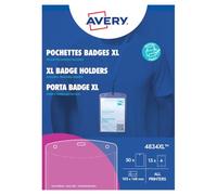 Avery 50 fundas Badges gran formato + 52 Inserts imprimibles - 148 x 105 mm - transparente (4834 X L)
