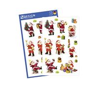 Avery 52624 pegatinas de Navidad, Papá Noel, materiales de papel con brillo, 2 hojas, 30 Etiqueta