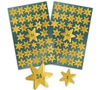 Avery 52809 pegatinas de Navidad, estrellas, papel satinado, 2 hojas, 66 pegatinas, oro