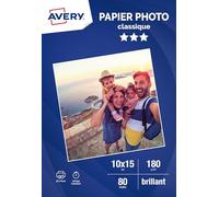 AVERY - 80 hojas de papel fotográfico brillante de 180 g/m², tamaño 10 x 15 cm, impresión por inyección de tinta,