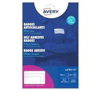 Avery Badge Adhesivo Textil - 150 insignias adhesivas de seda de acetato blanco 80 x 50 mm - Impresión láser - Etiquetas autoadhesivas - Insignias personalizables - Insignia Avery
