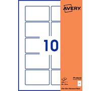 Avery - Bolsa de 100 etiquetas autoadhesivas rectangulares, película de poliéster blanco, tamaño 80 x 50 mm, personalizables e imprimibles láser y copiadora (FPL-80 x 50.Fr)