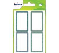 Avery - Bolsa de 24 etiquetas escolares con diseño de azul y verde, 36 x 56 mm, blanco con líneas, etiquetas autoadhesivas para nombre, nombre y materias, pegatina personalizada para la escuela