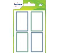 AVERY - Bolsa de 24 etiquetas escolares líneas azules y verdes, formato 3,6 x 5,6 cm