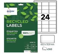 AVERY - Bolsa de 360 etiquetas 100% recicladas autoadhesivas, MonTimbrenligne", personalizables e imprimibles, formato 63,5 x 33,9 mm. Impresión láser y inyección de tinta. (LR7159-15)
