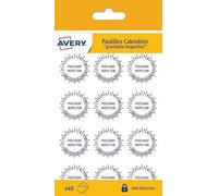 Avery - Bolsa de 48 pastillas "Próxima Inspección" + 12 meses + años 20 a 25, material antirrobos ultra resistente, 25 mm de diámetro (VAL25NP)