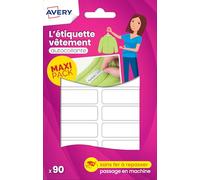 AVERY - Bolsa de 90 etiquetas adhesivas para ropa. Tamaño 45 x 13 mm.