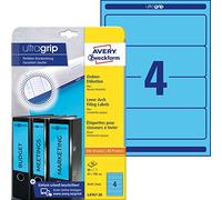 Avery Border Binder Labels, Blue 192 x 61mm (20) - Etiquetas de impresora (Blue 192 x 61mm (20), 20 hojas, 192 x 61mm)