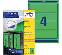 Avery Border Binder Labels, Green 192 x 61mm (100) - Etiquetas de impresora (Green 192 x 61mm (100), 100 hojas, 192 x 61mm)