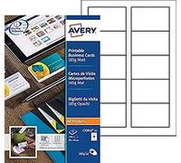 Avery C32010-25 - Paquete de 250 tarjetas de visita (85 x 54 mm), color blanco