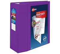 Avery Carpeta de 3 anillas, resistente vista de 5 pulgadas, anillo EZD de un solo toque, capacidad para papel de 8.5 x 11 pulgadas, 1 carpeta púrpura (79816)