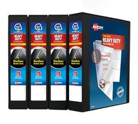 Avery Carpeta resistente de 3 anillas, anillo inclinado de un solo toque de 1.5 pulgadas, capacidad para papel de 8.5 x 11 pulgadas, 4 carpetas negras (79870)