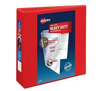 Avery Carpeta resistente de 3 anillos, anillo EZD One Touch de 3 pulgadas, capacidad para papel de 8.5 x 11 pulgadas, 4 carpetas rojas (79325)