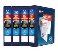 Avery Carpeta resistente de 3 anillos, anillo inclinado de 1.5 pulgadas, capacidad para papel de 8.5 x 11 pulgadas, 4 carpetas azul marino (79871)